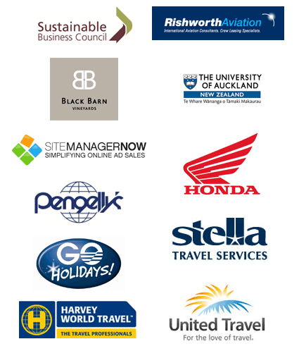 Our direct clients include Sustainable Business Council, Rishworth Aviation, Black Barn Vineyards, The University of Auckland, SiteManagerNow, Pengellys, Blue Wing Honda, Go Holidays, Stella Travel Services, United Travel, Harvey World Travel.